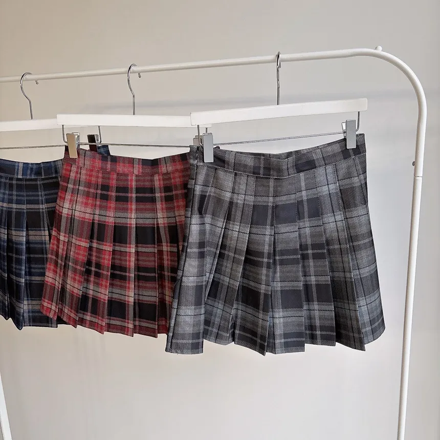 プリーツミニサイドジップAラインチェックスカート | mirangmirang | 詳細画像48