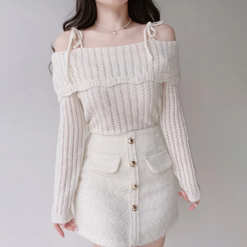 シャギーHラインミニフェイクポケットフェイクボタンバックゴムサイドジップスカート | mirangmirang | 詳細画像14