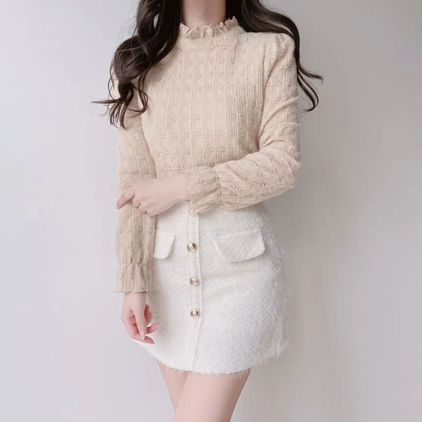 シャギーHラインミニフェイクポケットフェイクボタンバックゴムサイドジップスカート | mirangmirang | 詳細画像18