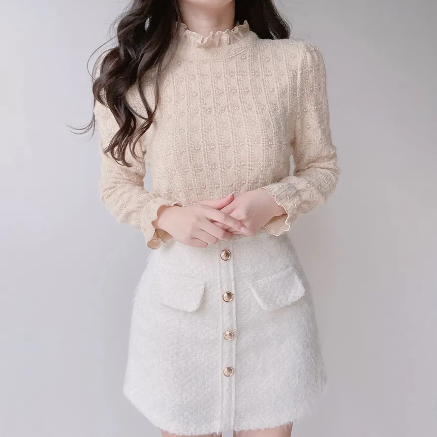 シャギーHラインミニフェイクポケットフェイクボタンバックゴムサイドジップスカート | mirangmirang | 詳細画像19