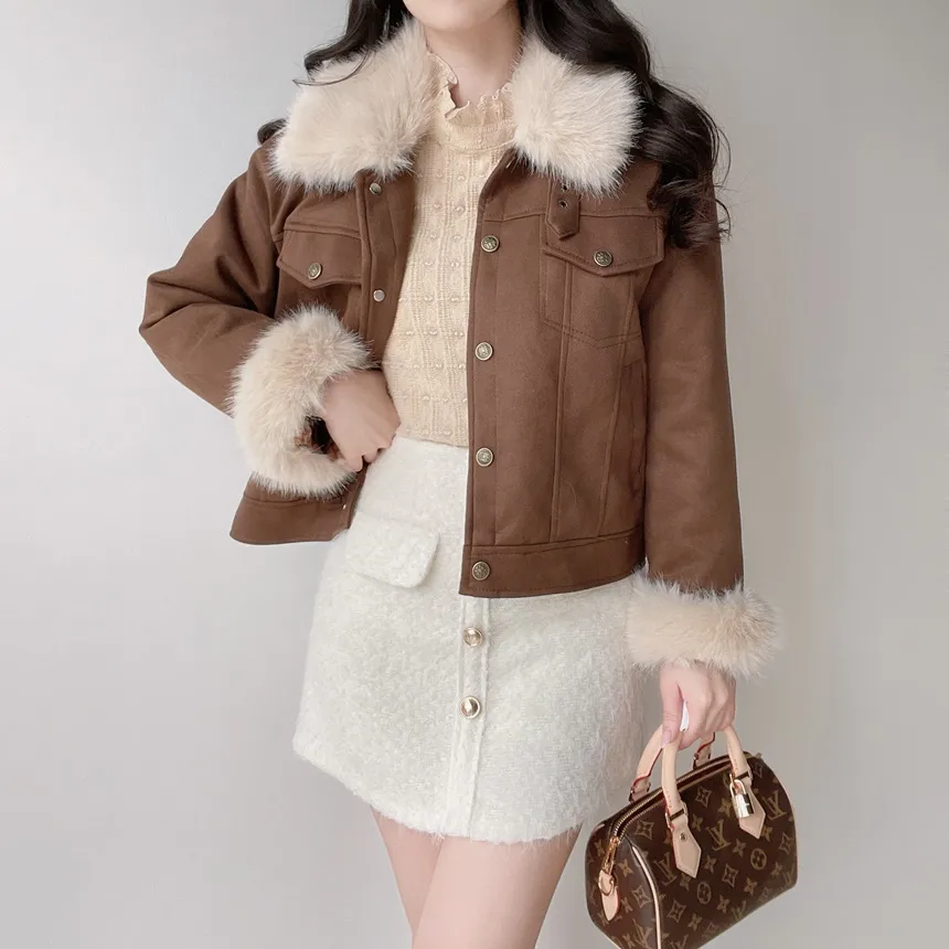 シャギーHラインミニフェイクポケットフェイクボタンバックゴムサイドジップスカート | mirangmirang | 詳細画像25