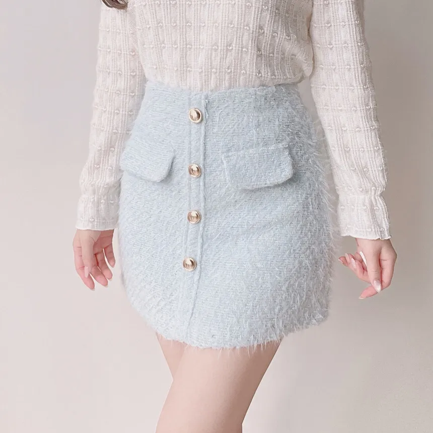 シャギーHラインミニフェイクポケットフェイクボタンバックゴムサイドジップスカート | mirangmirang | 詳細画像26