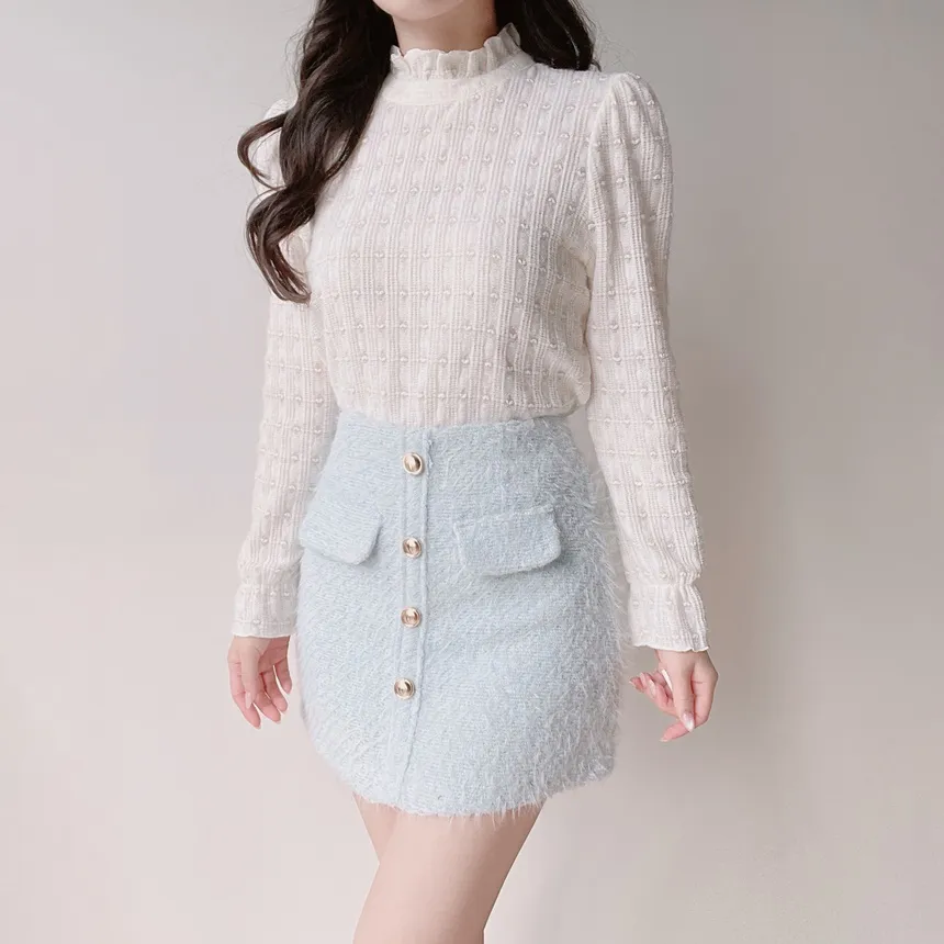 シャギーHラインミニフェイクポケットフェイクボタンバックゴムサイドジップスカート | mirangmirang | 詳細画像29