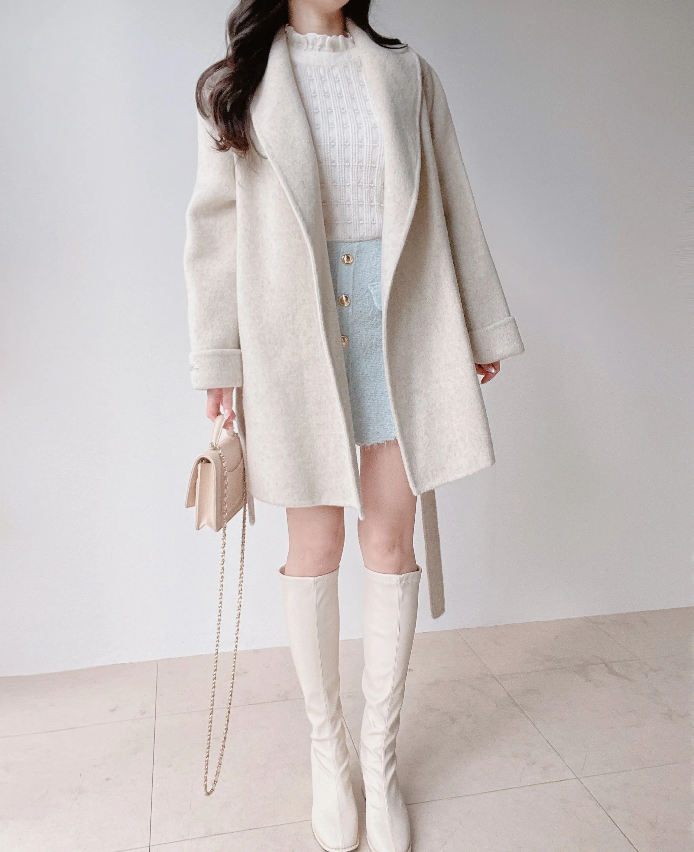 シャギーHラインミニフェイクポケットフェイクボタンバックゴムサイドジップスカート | mirangmirang | 詳細画像33