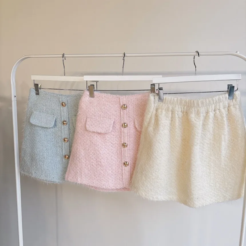 シャギーHラインミニフェイクポケットフェイクボタンバックゴムサイドジップスカート | mirangmirang | 詳細画像53