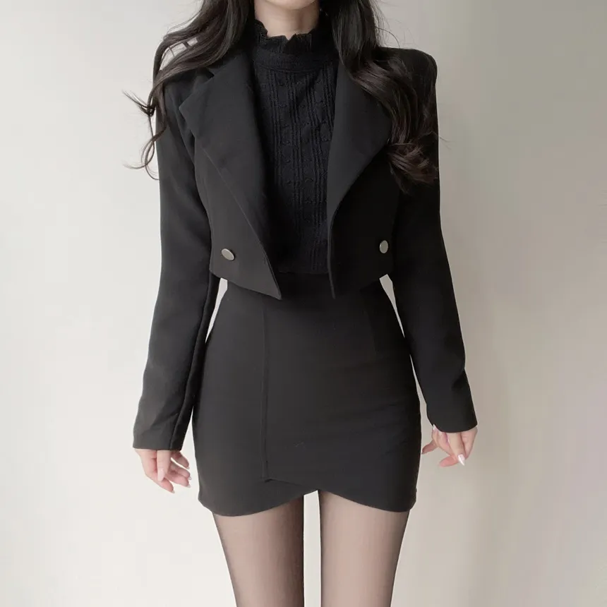 肩パッドテーラードカラーショートジャケット | mirangmirang | 詳細画像5