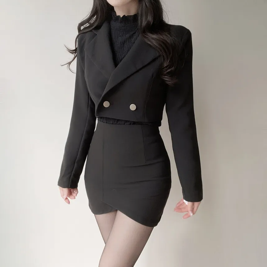 肩パッドテーラードカラーショートジャケット | mirangmirang | 詳細画像9