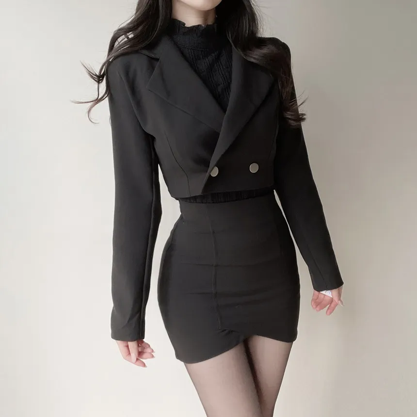 肩パッドテーラードカラーショートジャケット | mirangmirang | 詳細画像10