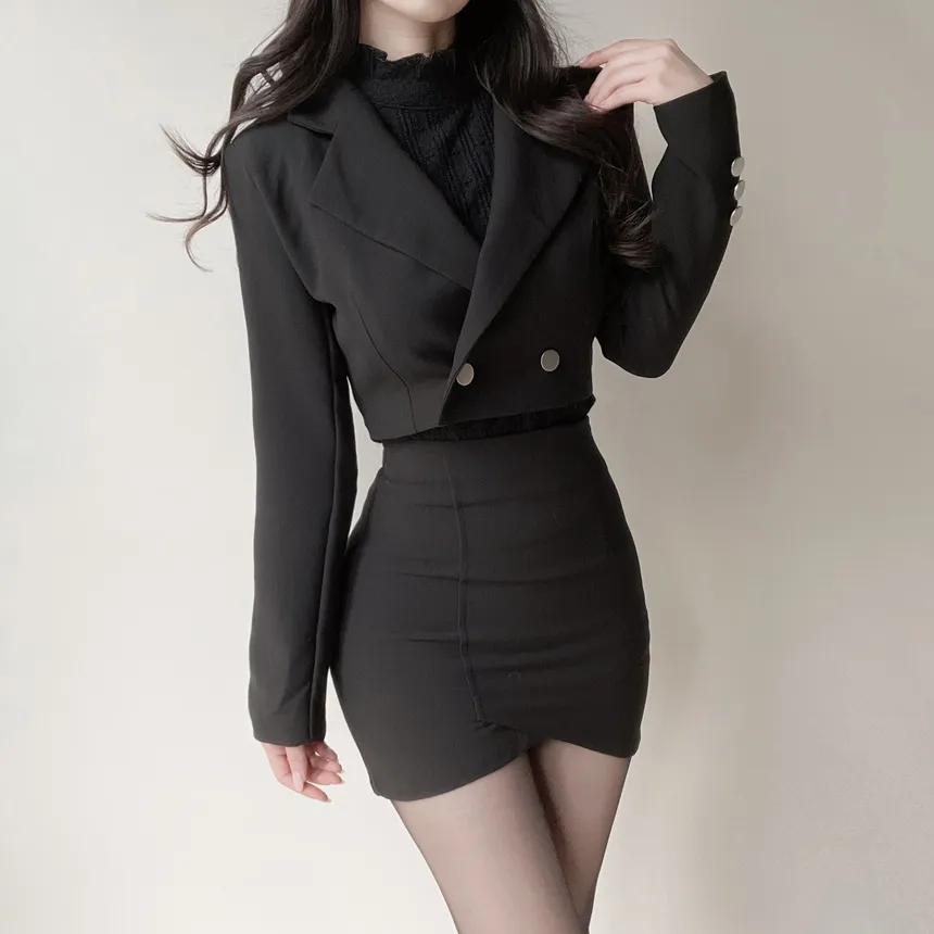 肩パッドテーラードカラーショートジャケット | mirangmirang | 詳細画像11