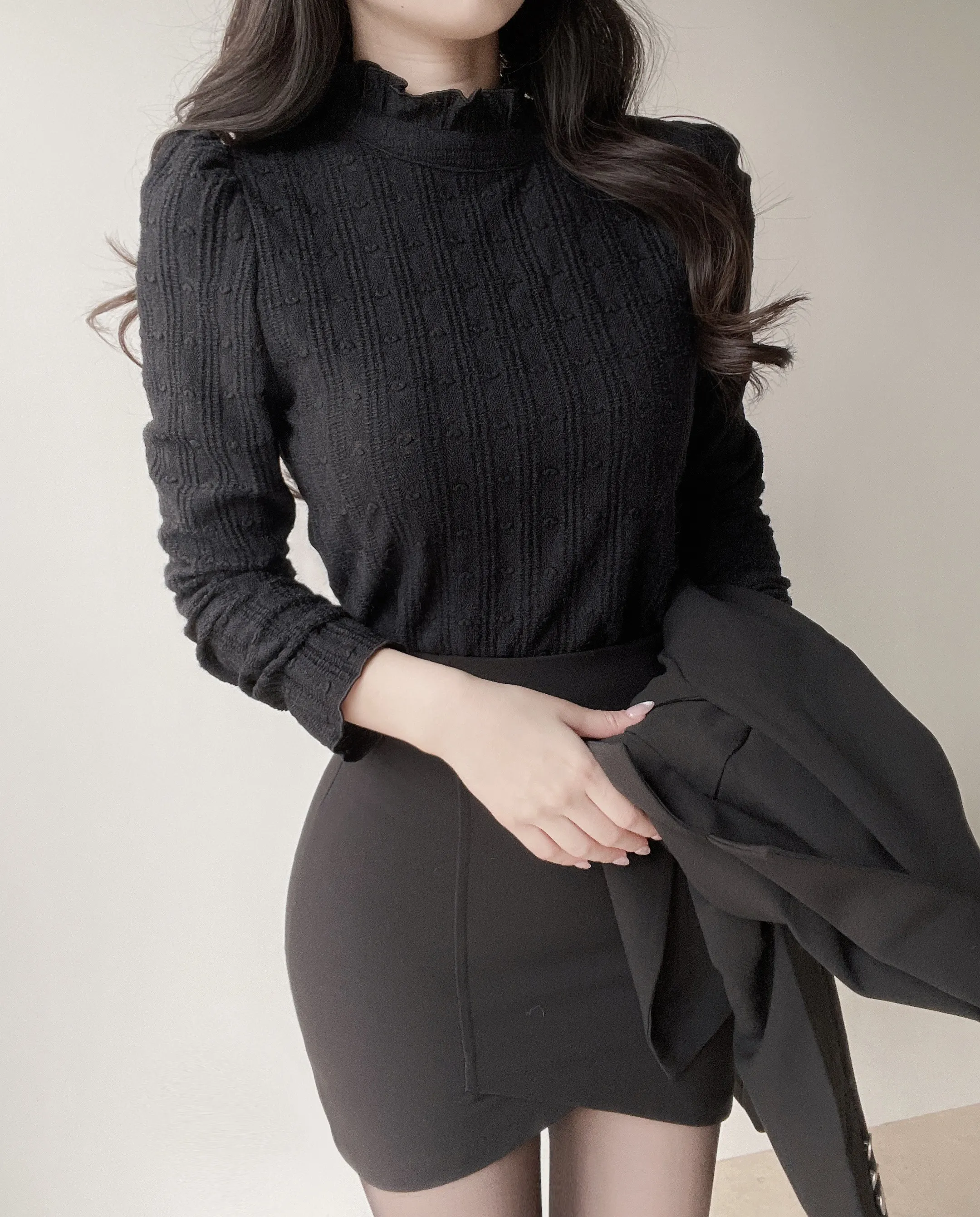 肩パッドテーラードカラーショートジャケット | mirangmirang | 詳細画像15