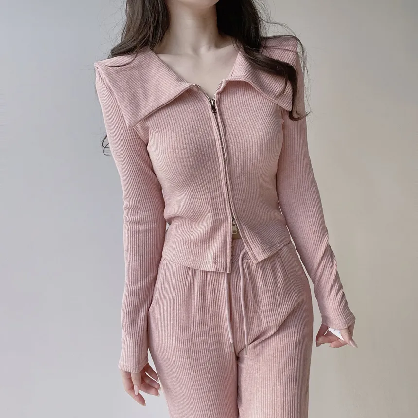 リブダブルジップウエストゴムドローストリングセーラーカラーセットアップ | mirangmirang | 詳細画像31