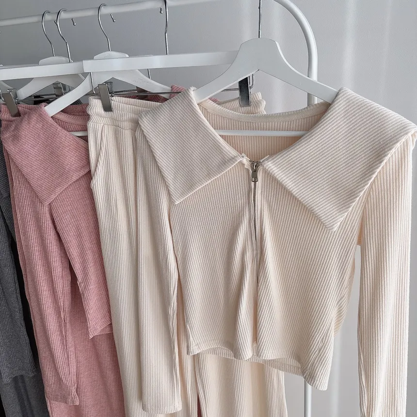 リブダブルジップウエストゴムドローストリングセーラーカラーセットアップ | mirangmirang | 詳細画像39