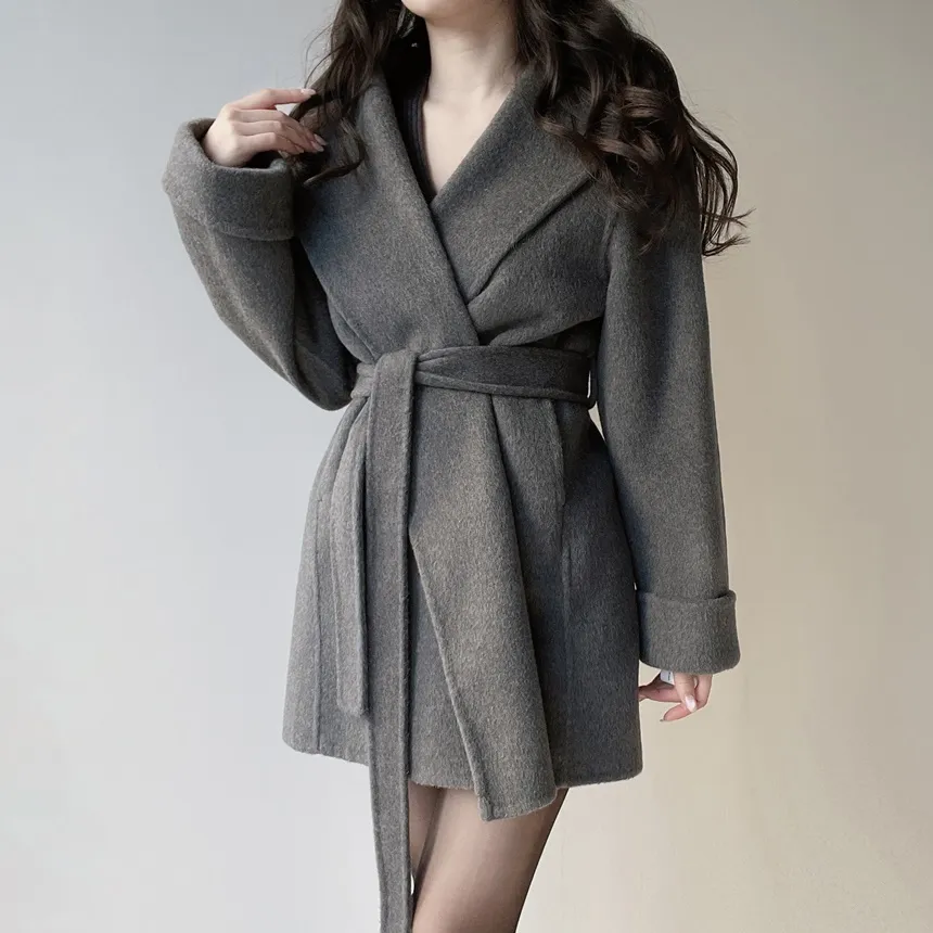 ウール混ハーフショールカラーコートストラップ付 | mirangmirang | 詳細画像6