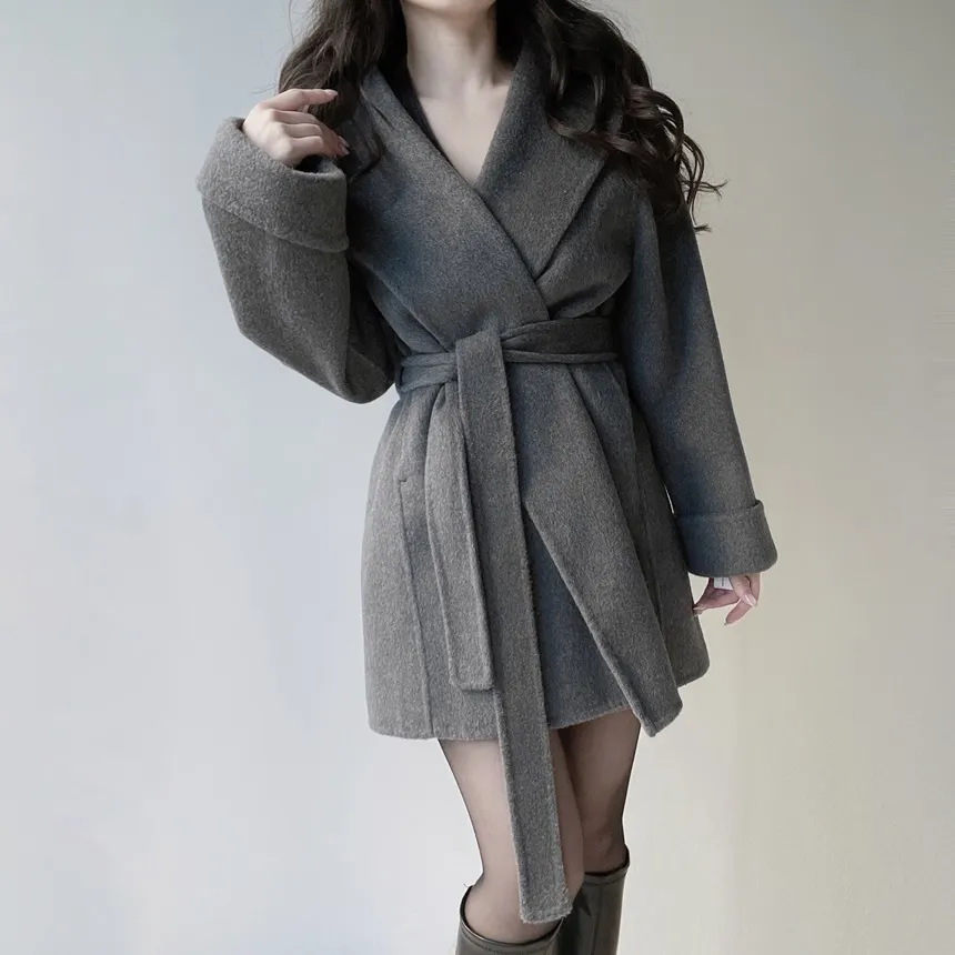 ウール混ハーフショールカラーコートストラップ付 | mirangmirang | 詳細画像7