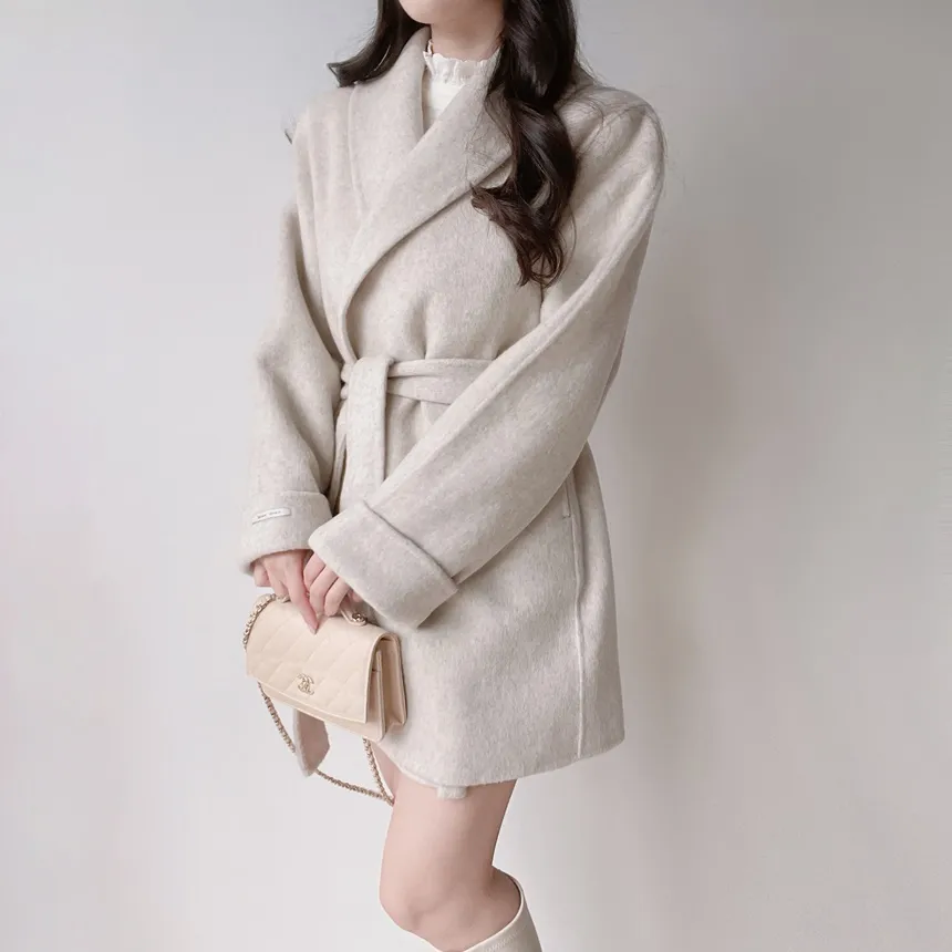 ウール混ハーフショールカラーコートストラップ付 | mirangmirang | 詳細画像19