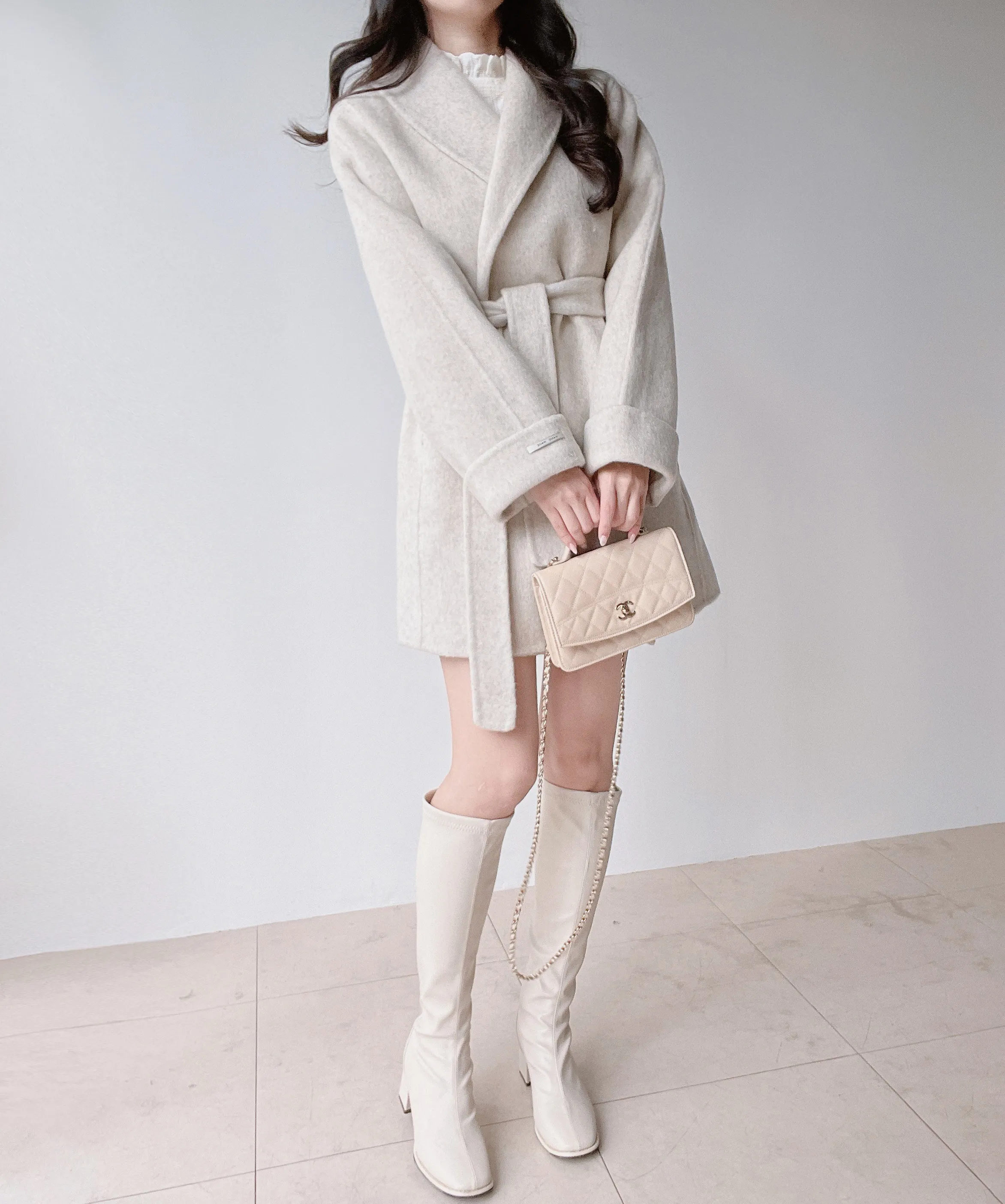 ウール混ハーフショールカラーコートストラップ付 | mirangmirang | 詳細画像23