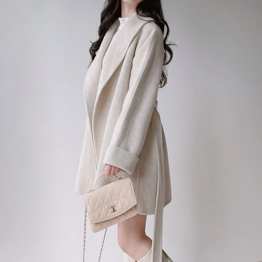 ウール混ハーフショールカラーコートストラップ付 | mirangmirang | 詳細画像30