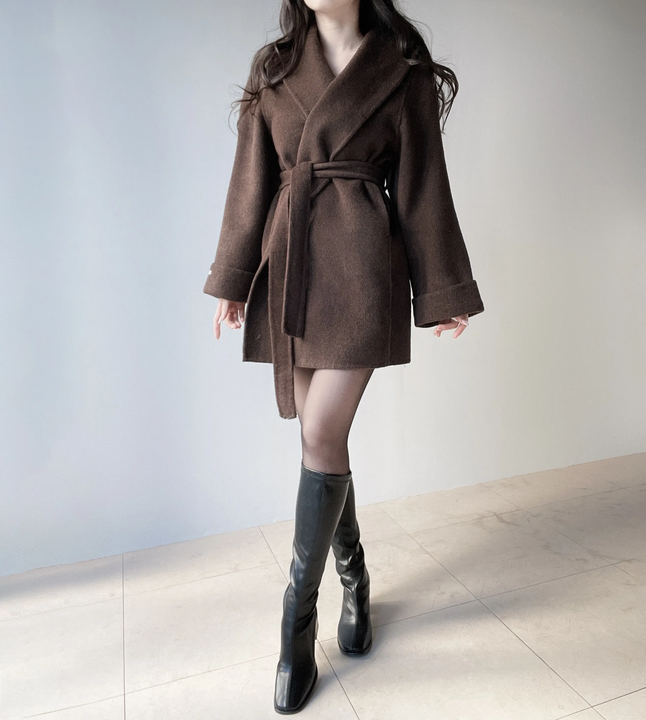 ウール混ハーフショールカラーコートストラップ付 | mirangmirang | 詳細画像32