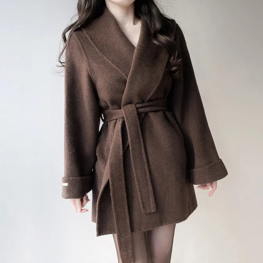 ウール混ハーフショールカラーコートストラップ付 | mirangmirang | 詳細画像37