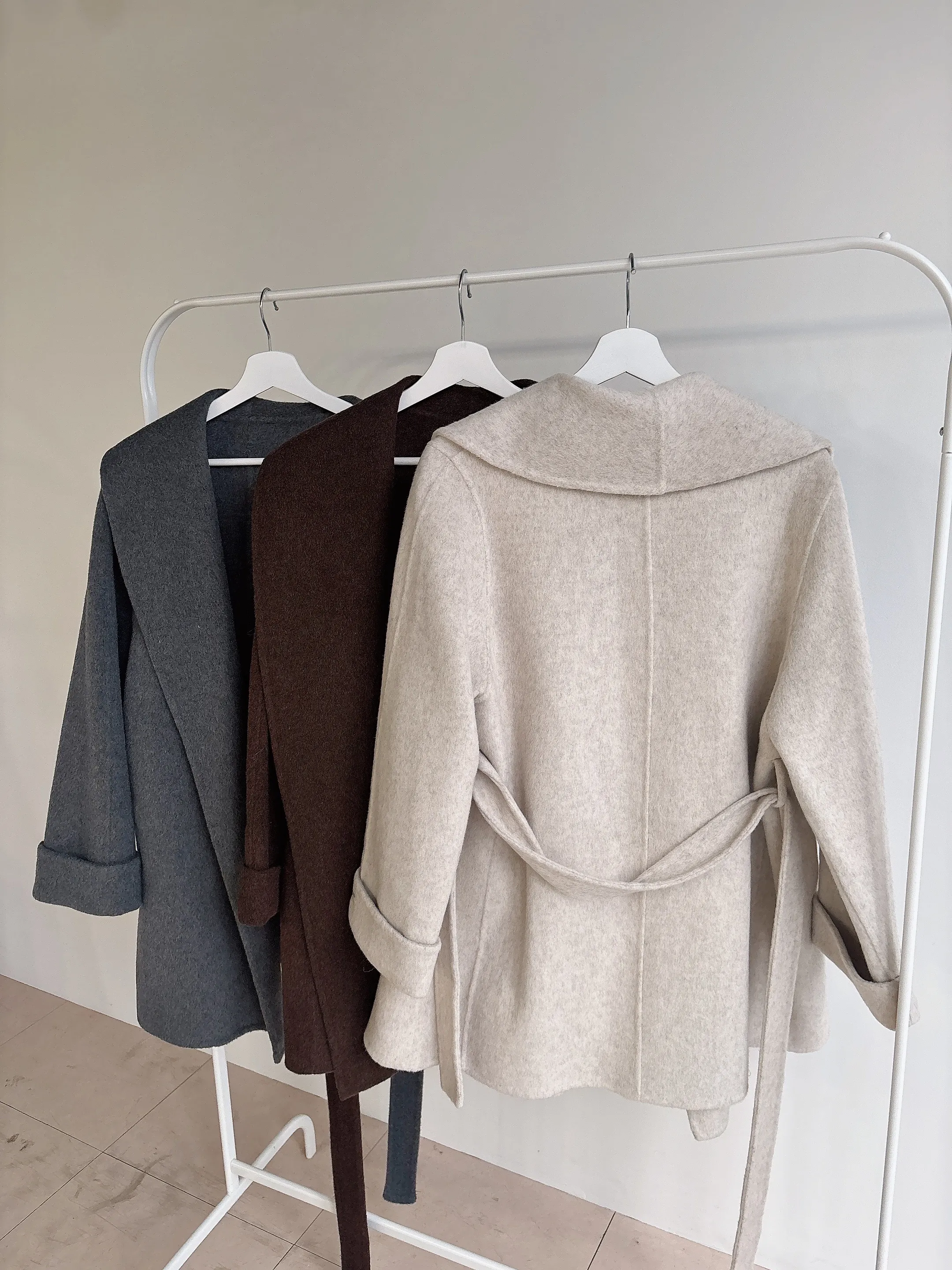 ウール混ハーフショールカラーコートストラップ付 | mirangmirang | 詳細画像44