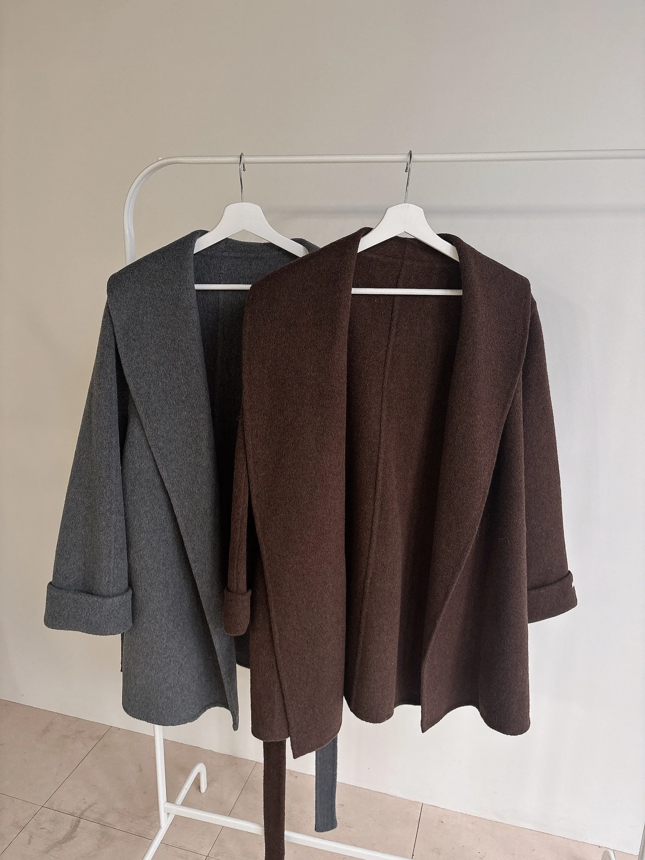 ウール混ハーフショールカラーコートストラップ付 | mirangmirang | 詳細画像46