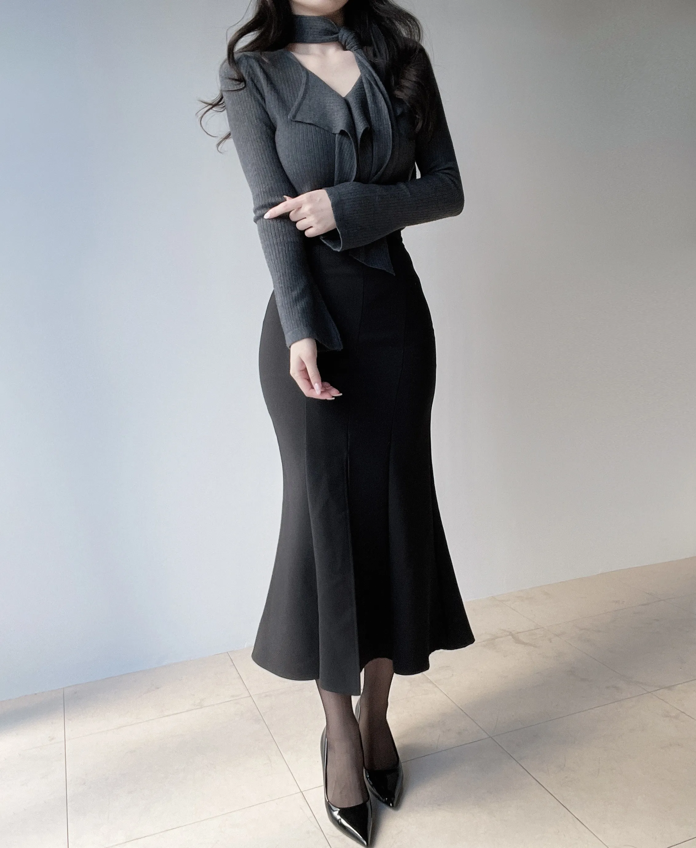 エコファーウール混リボンパール調ボタンコート | mirangmirang | 詳細画像29