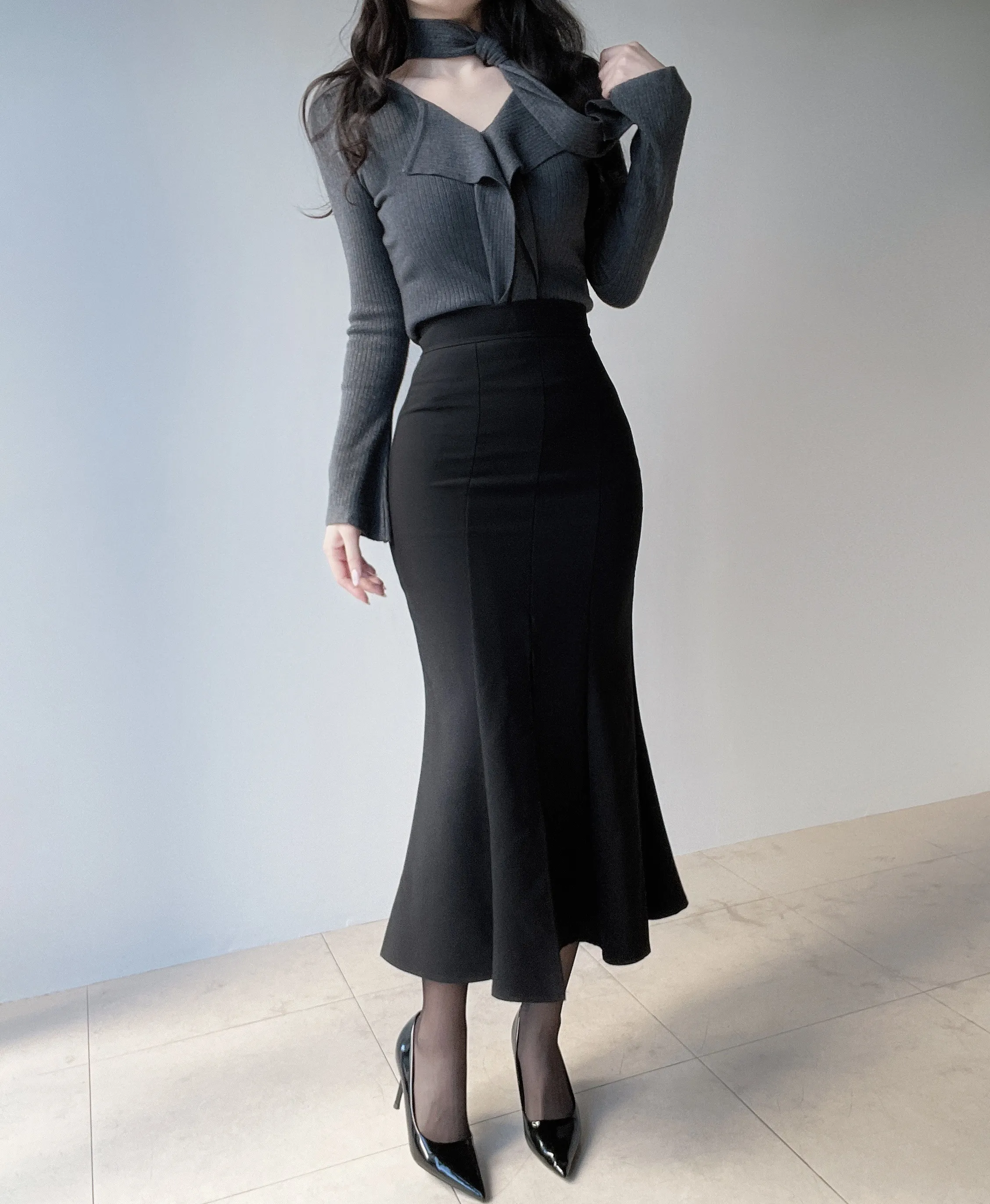 エコファーウール混リボンパール調ボタンコート | mirangmirang | 詳細画像30