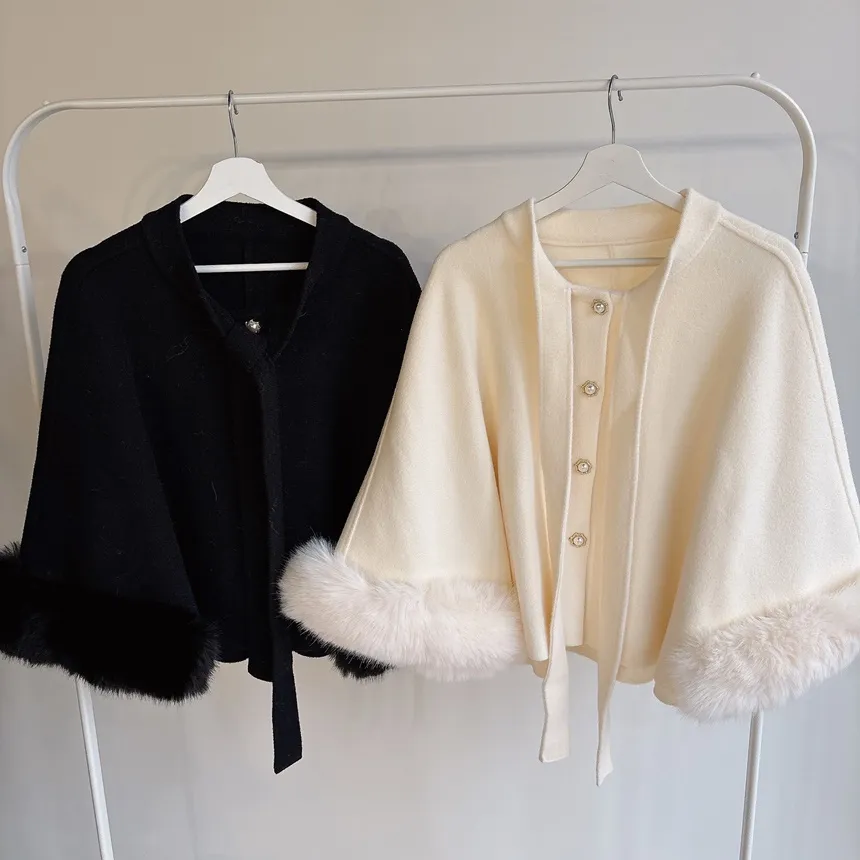 エコファーウール混リボンパール調ボタンコート | mirangmirang | 詳細画像37