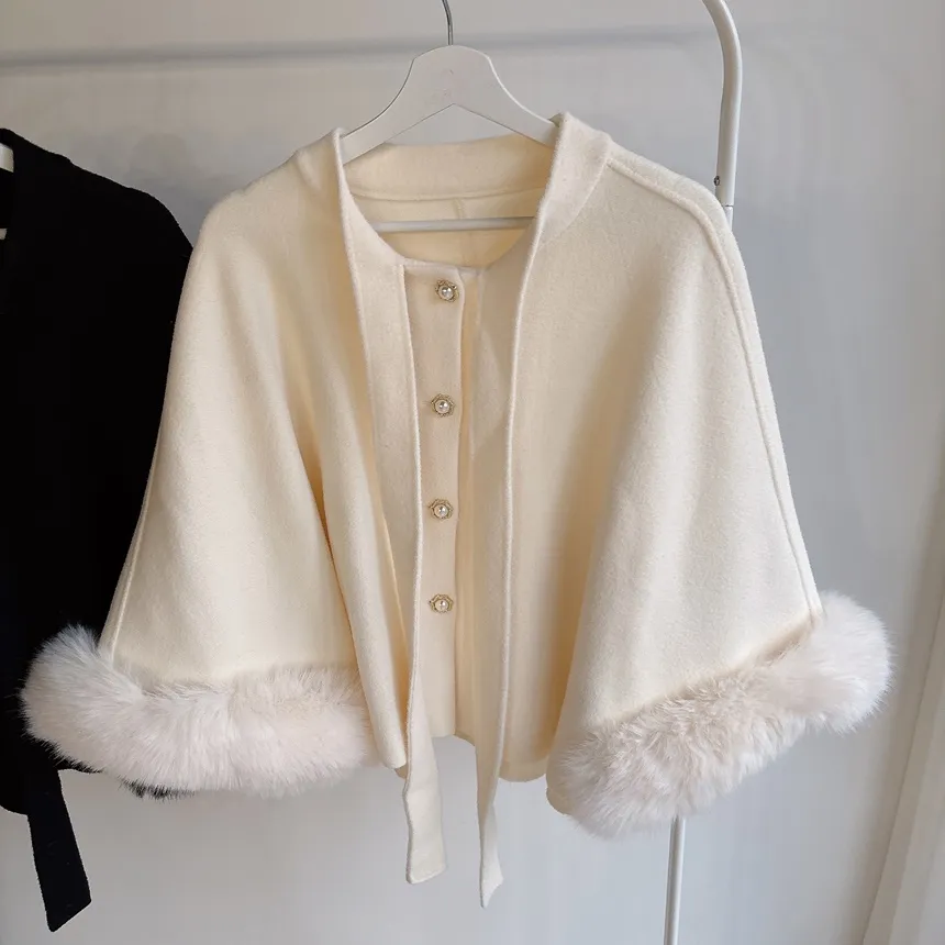 エコファーウール混リボンパール調ボタンコート | mirangmirang | 詳細画像38