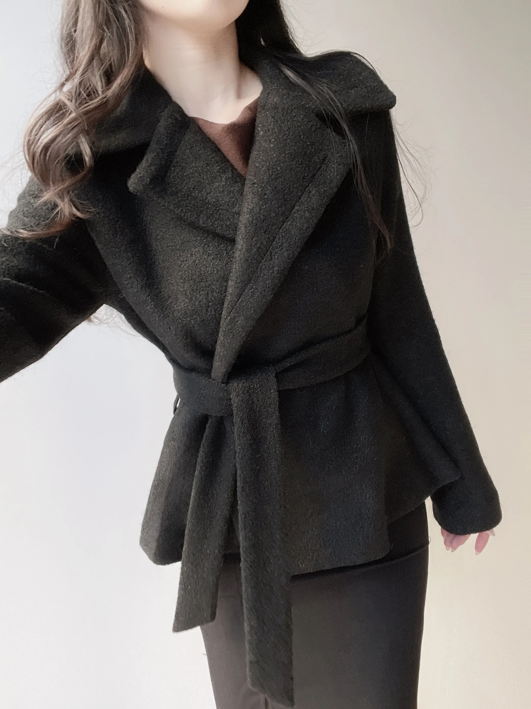 ウール混ペプラムテーラードカラーワンボタンコートストラップ付 | mirangmirang | 詳細画像36