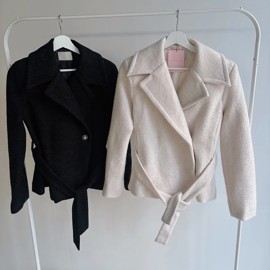 ウール混ペプラムテーラードカラーワンボタンコートストラップ付 | mirangmirang | 詳細画像37