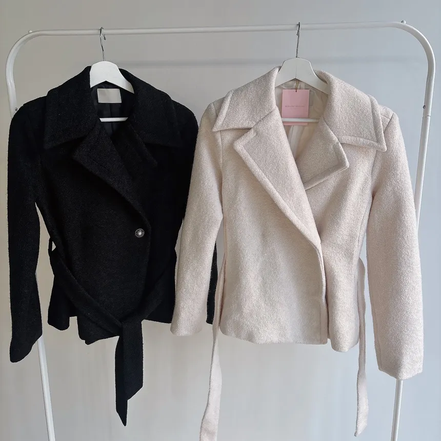 ウール混ペプラムテーラードカラーワンボタンコートストラップ付 | mirangmirang | 詳細画像38