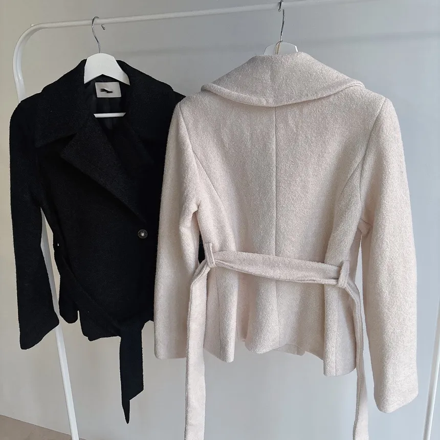 ウール混ペプラムテーラードカラーワンボタンコートストラップ付 | mirangmirang | 詳細画像40