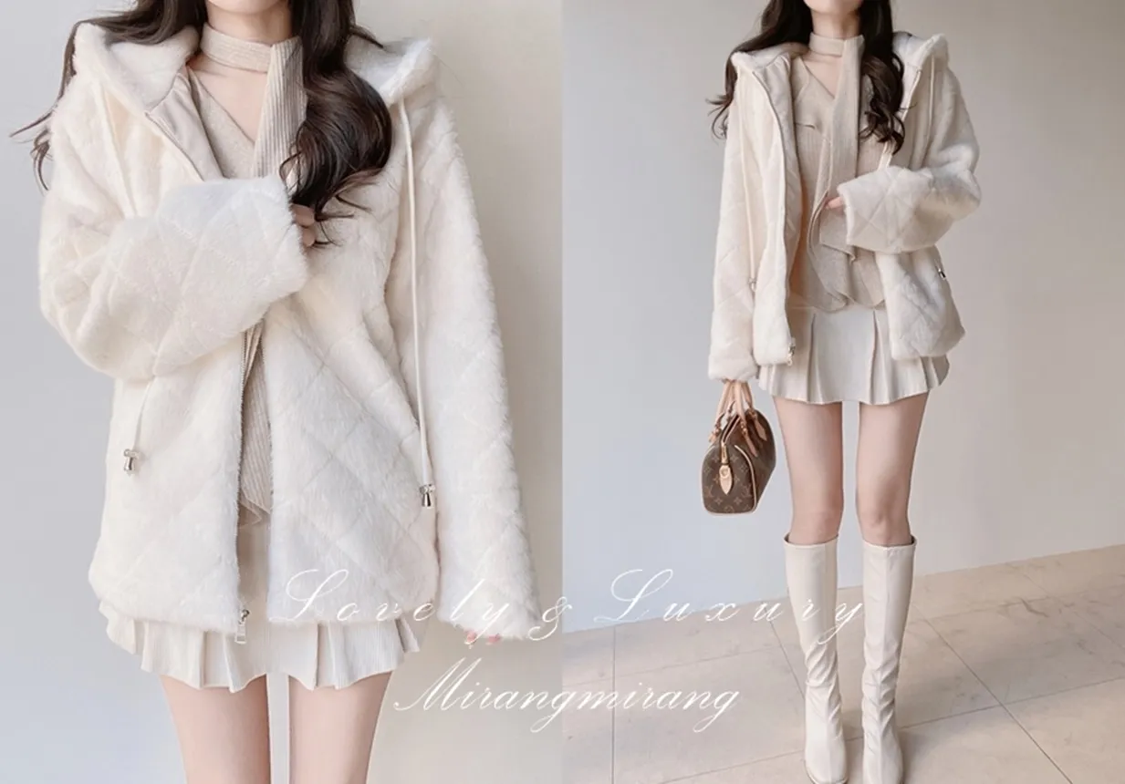 エコファーフードキルティングジャンパー | mirangmirang | 詳細画像1