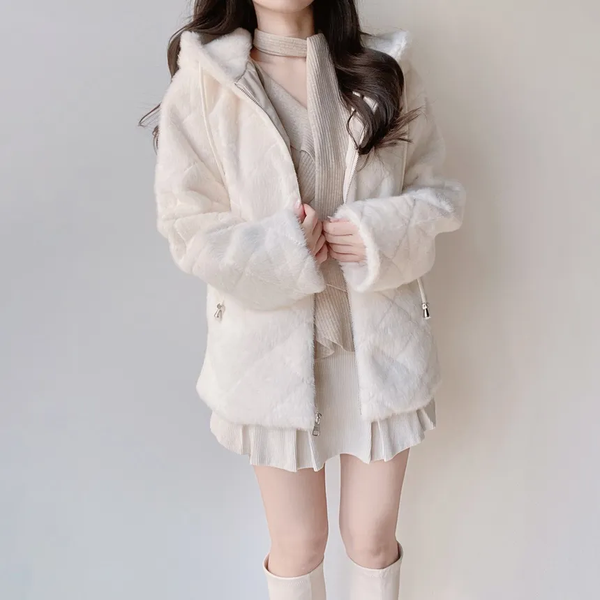 エコファーフードキルティングジャンパー | mirangmirang | 詳細画像3