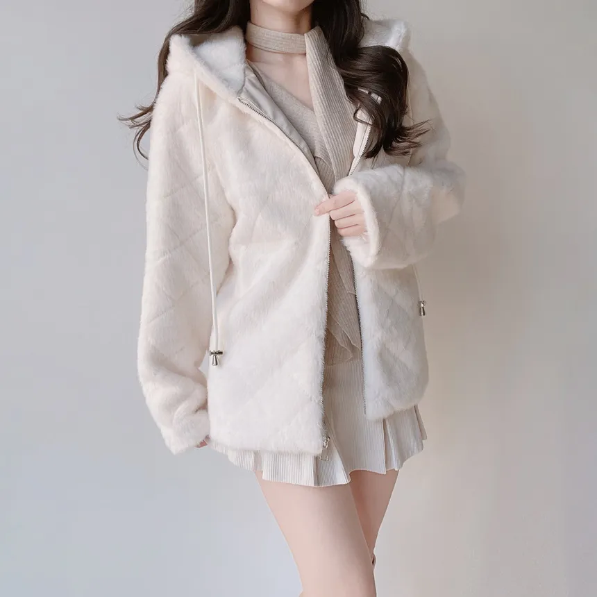 エコファーフードキルティングジャンパー | mirangmirang | 詳細画像6