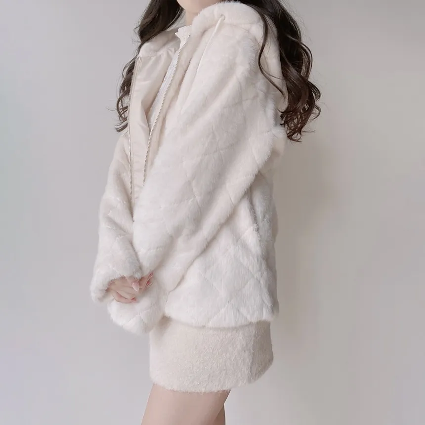 エコファーフードキルティングジャンパー | mirangmirang | 詳細画像8