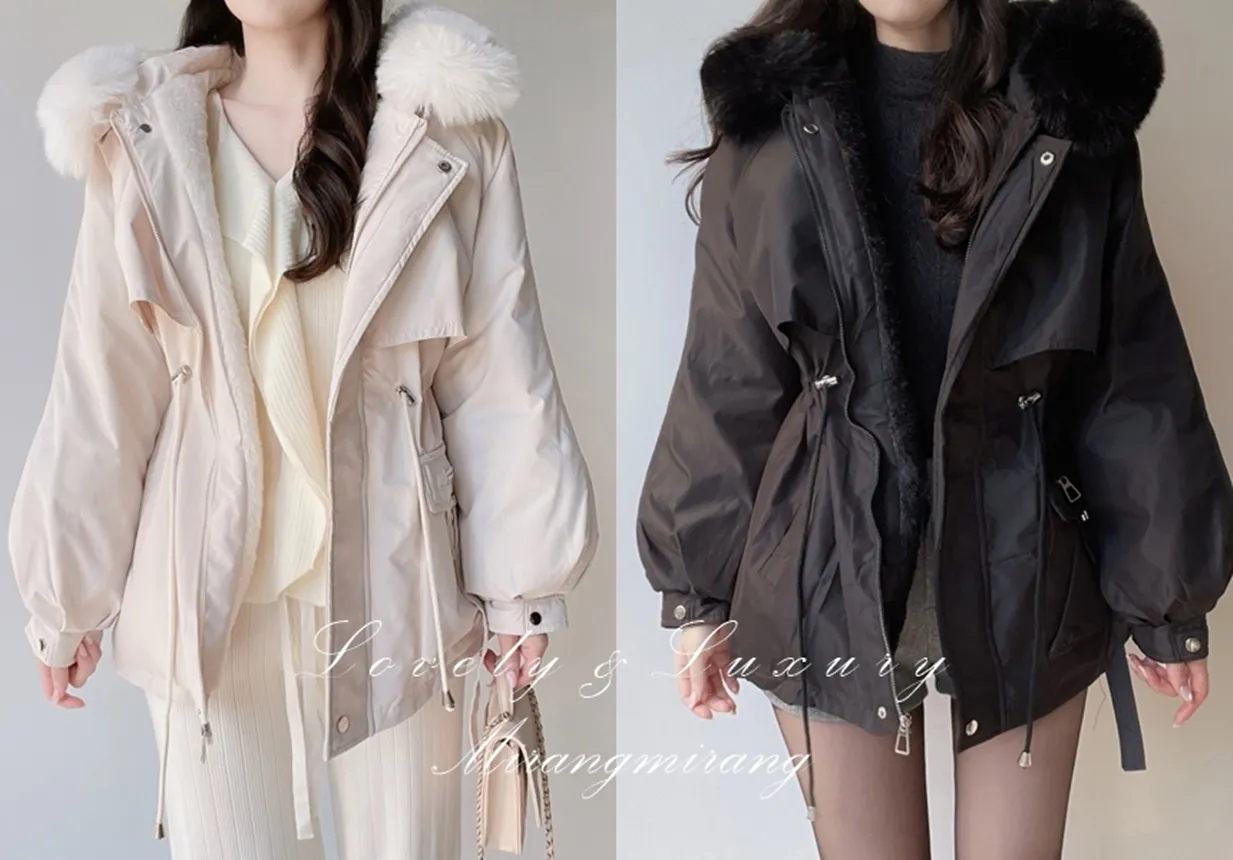 エコファーフードドローストリングジャンパー | mirangmirang | 詳細画像1