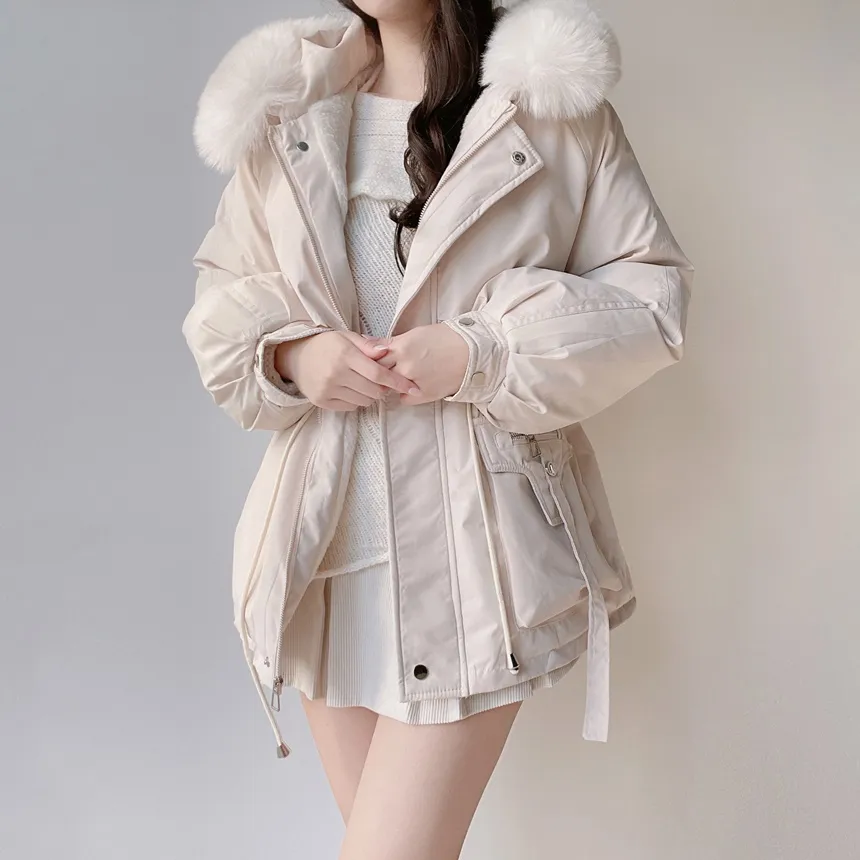 エコファーフードドローストリングジャンパー | mirangmirang | 詳細画像3