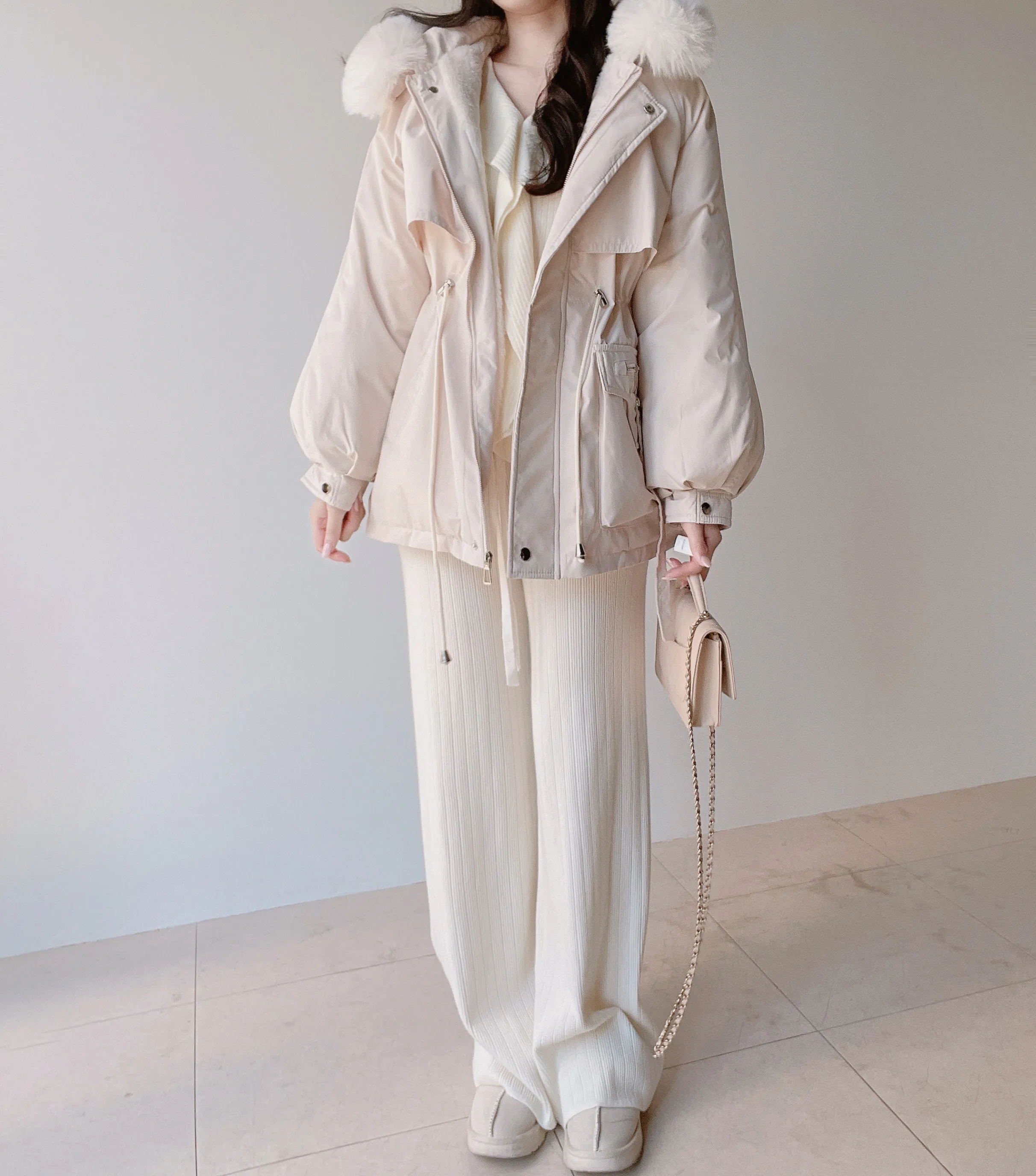 エコファーフードドローストリングジャンパー | mirangmirang | 詳細画像25