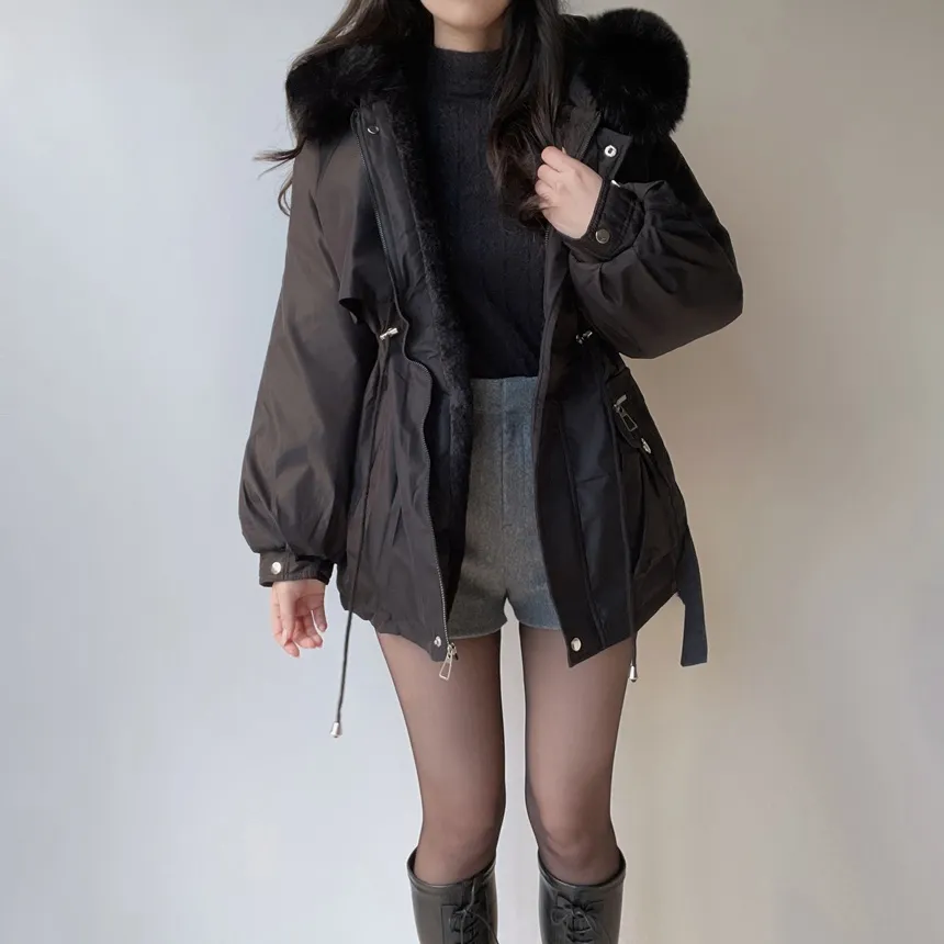 エコファーフードドローストリングジャンパー | mirangmirang | 詳細画像30