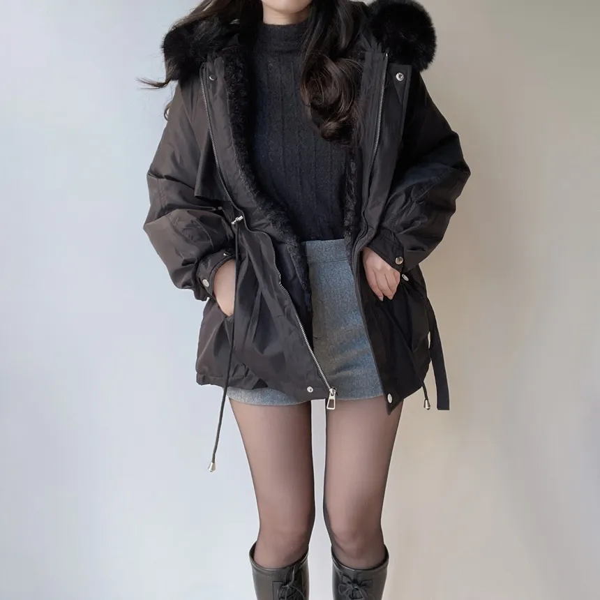 エコファーフードドローストリングジャンパー | mirangmirang | 詳細画像42