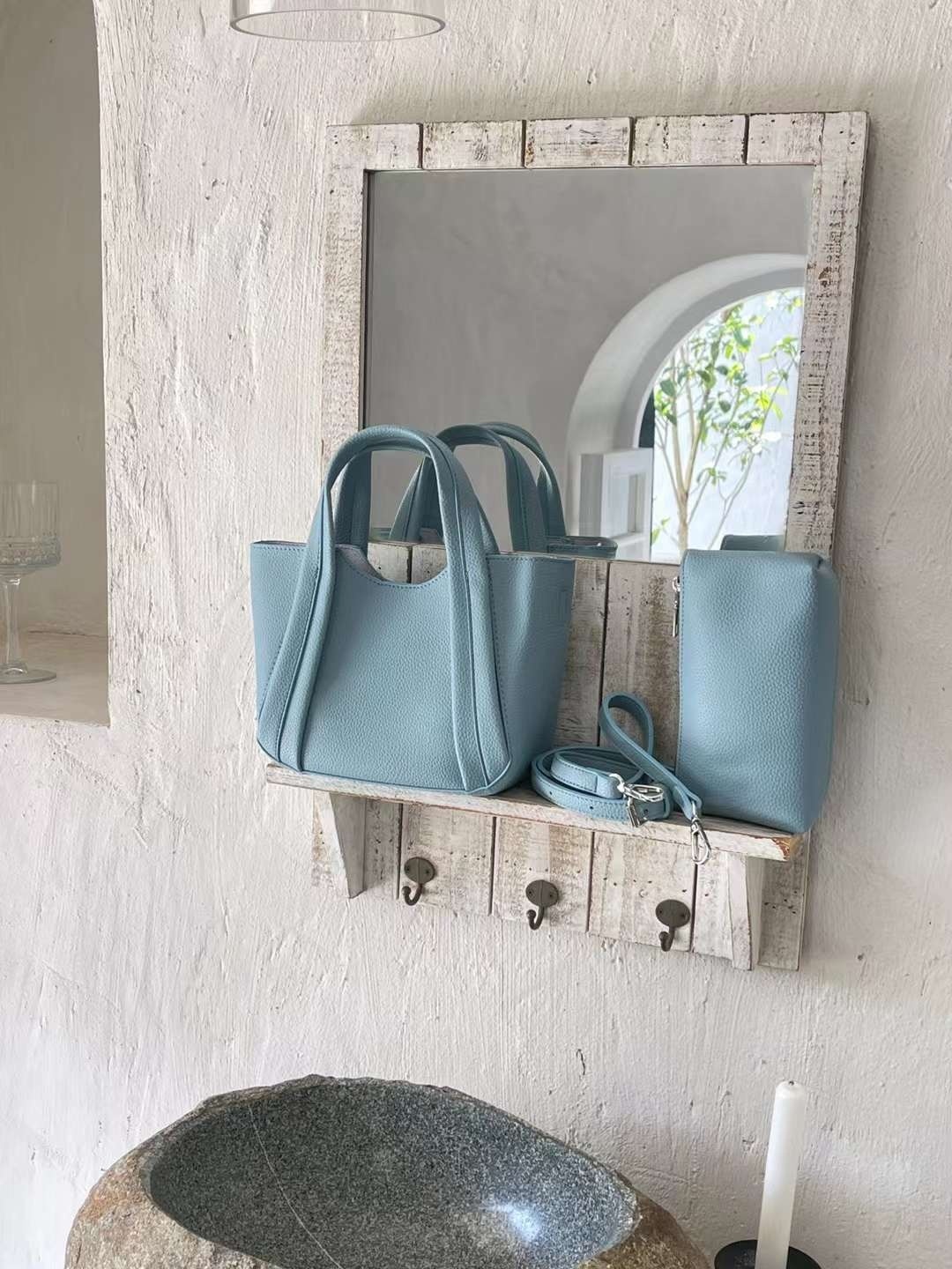 レザー調ショルダーバッグトートバッグ2WAYストラップセット(バックルあり) | 詳細画像19