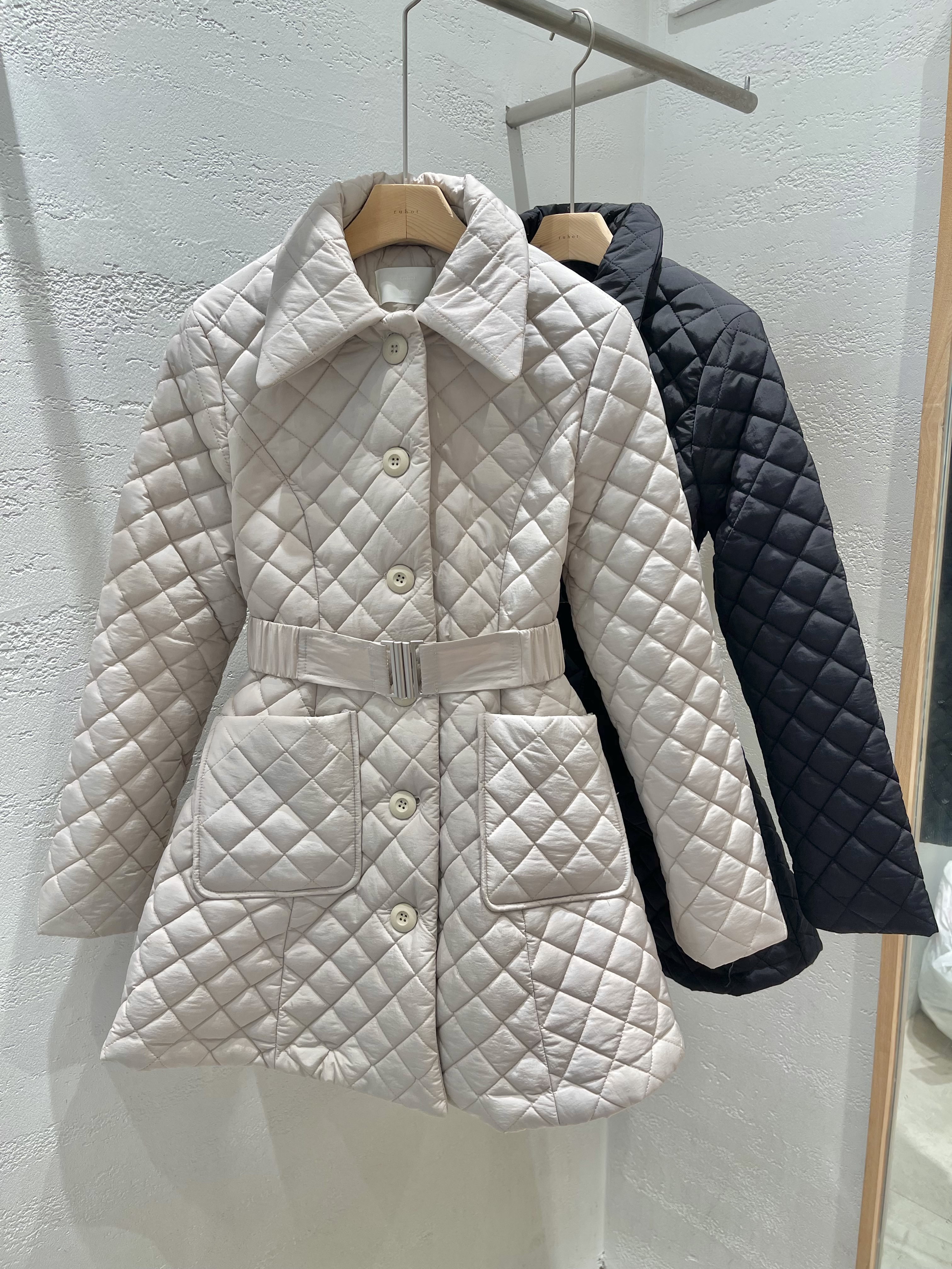 キルティングナイロンボタンカラーポケットコートベルト付 | 詳細画像21