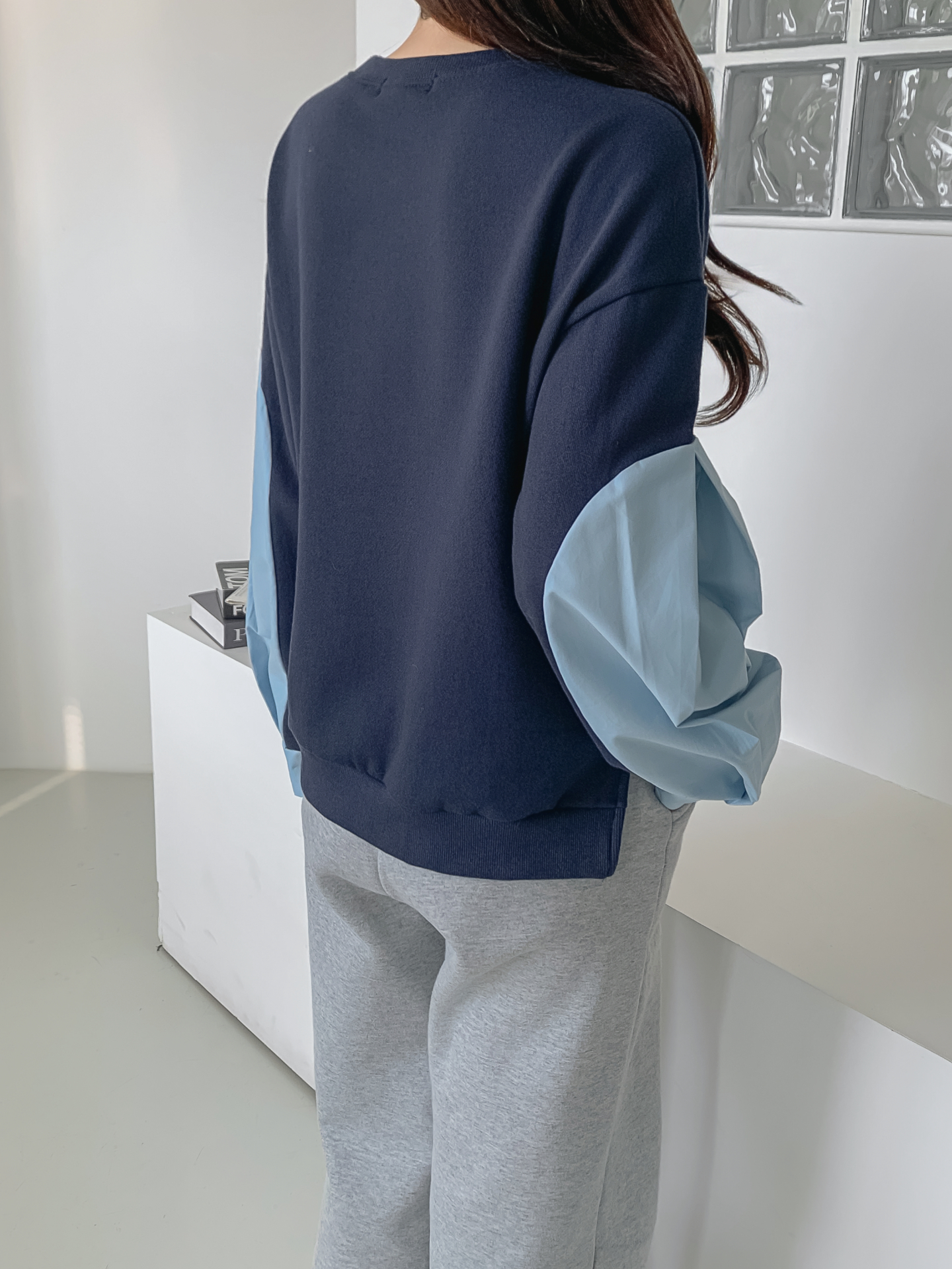 裏起毛ラウンドネック長袖配色スウェット | 詳細画像10