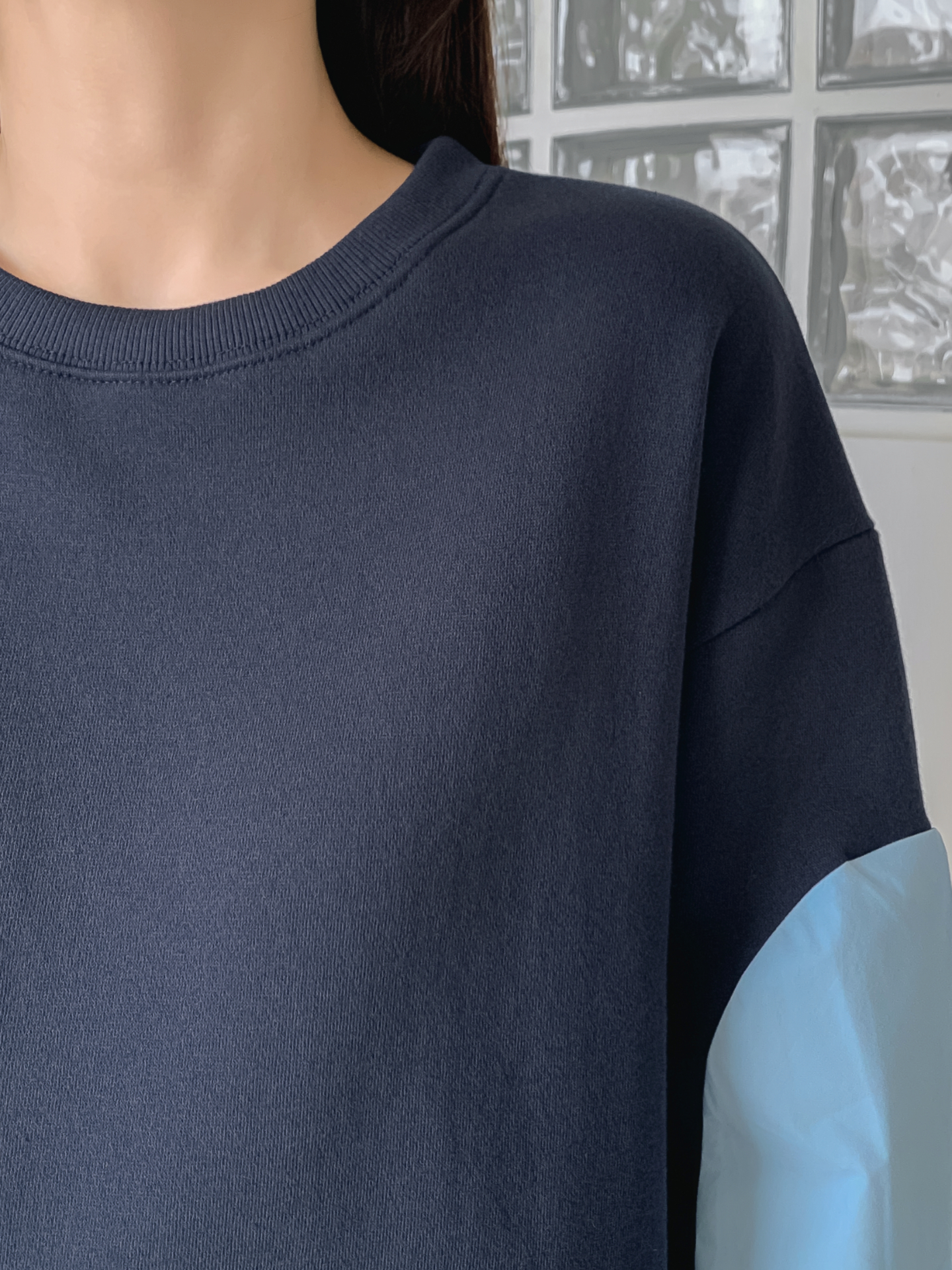 裏起毛ラウンドネック長袖配色スウェット | 詳細画像13