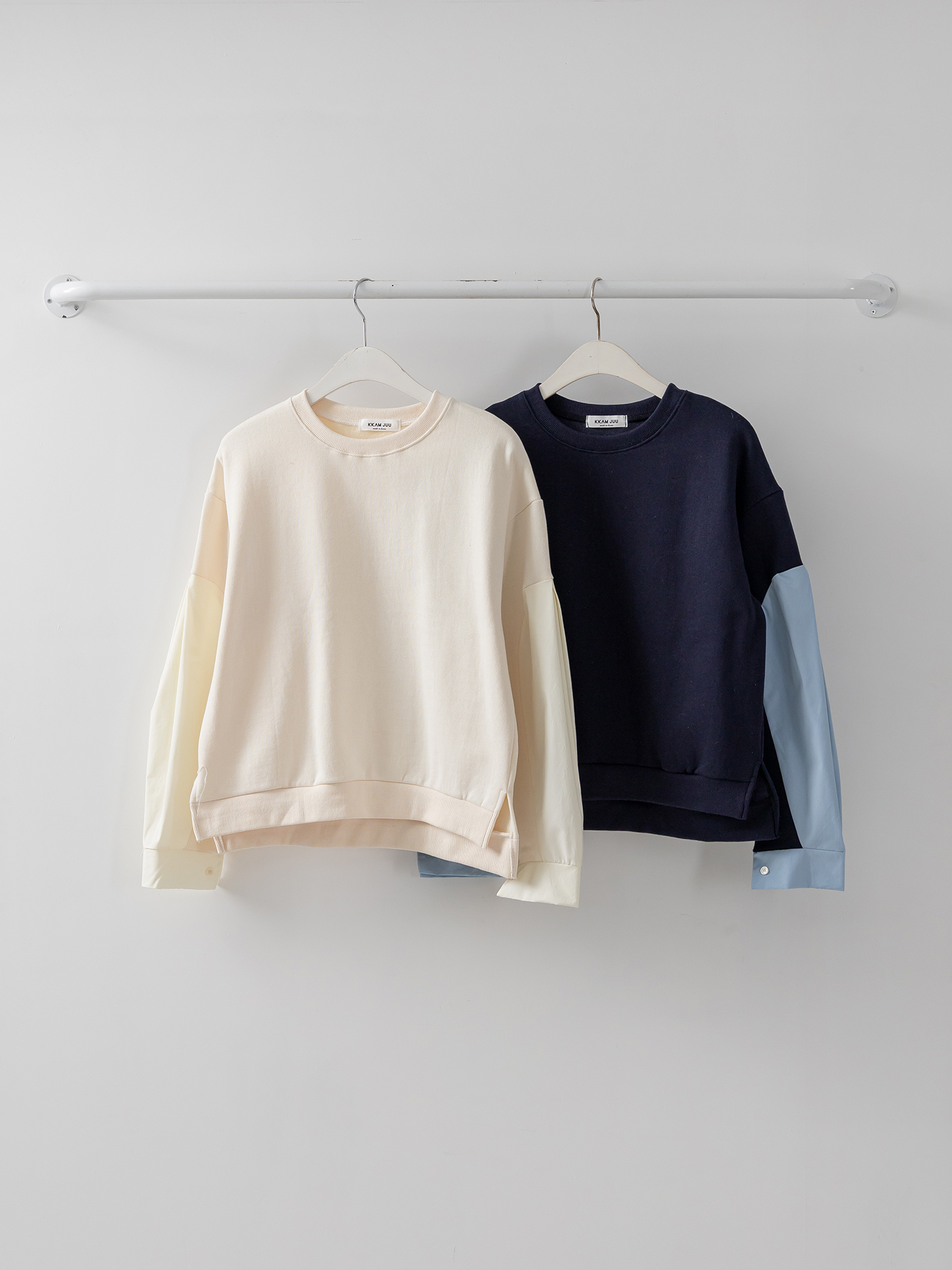 裏起毛ラウンドネック長袖配色スウェット | 詳細画像17