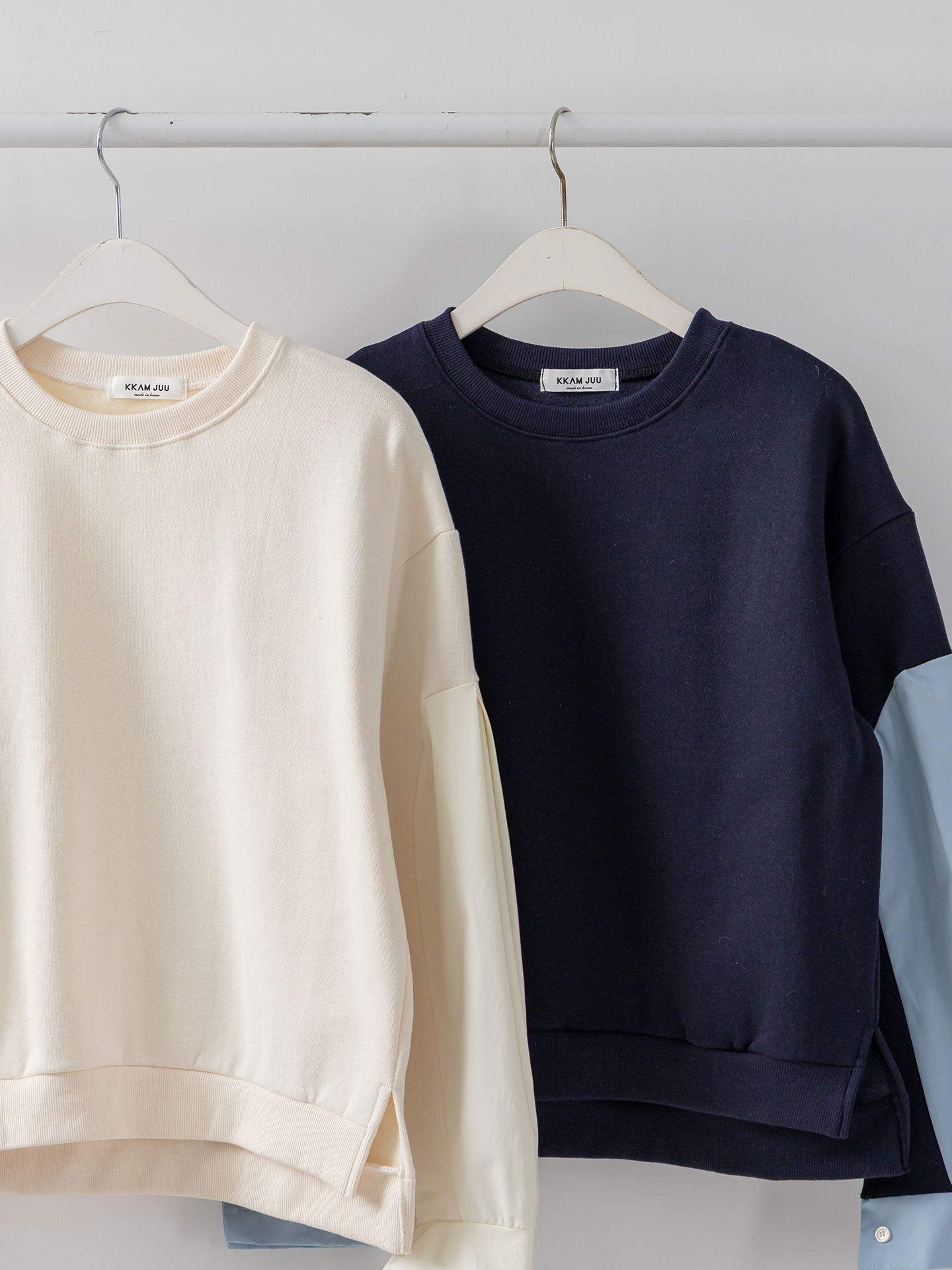 裏起毛ラウンドネック長袖配色スウェット | 詳細画像18