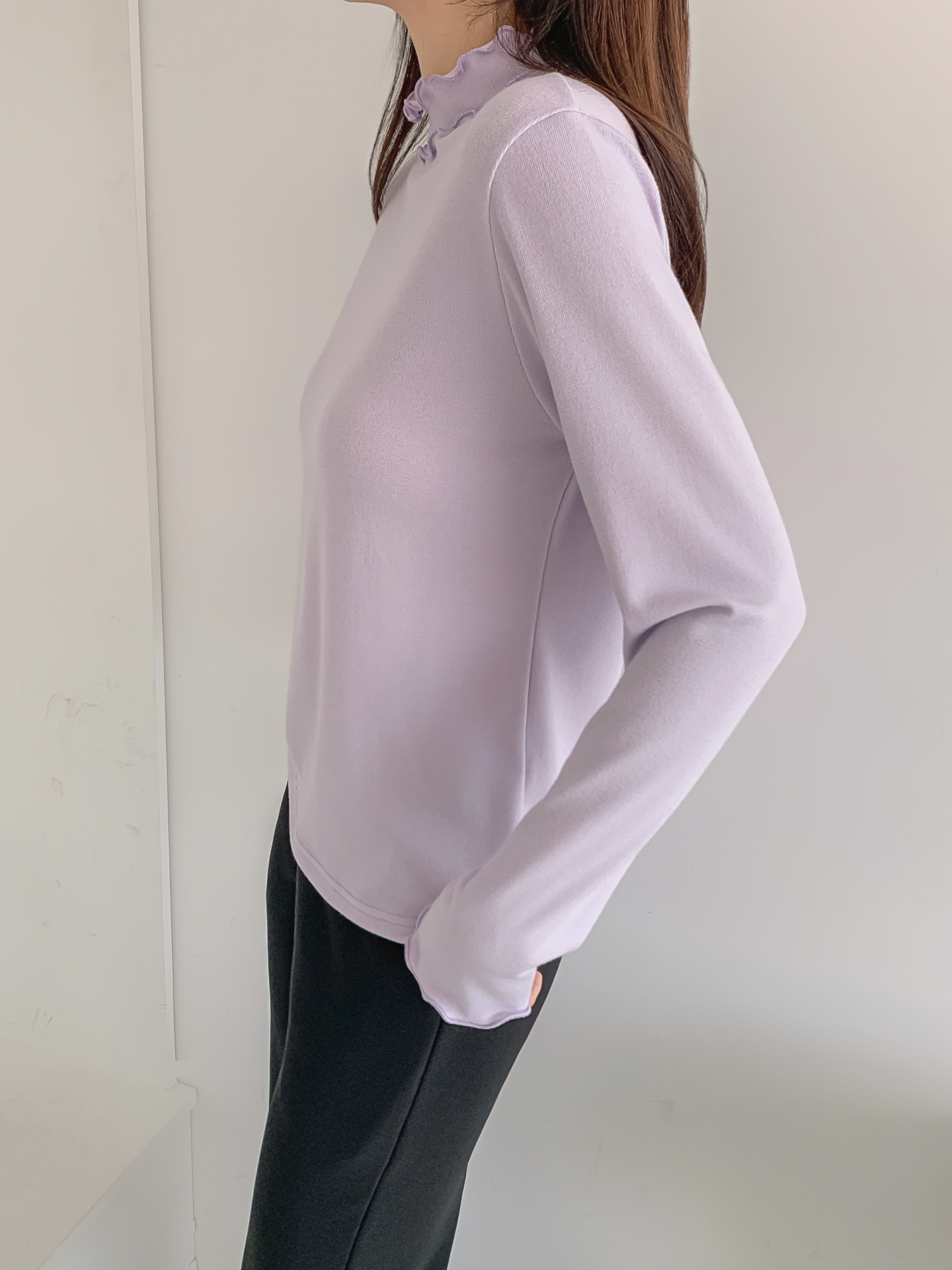 ラウンドネックフリル長袖カラーTシャツ | 詳細画像4