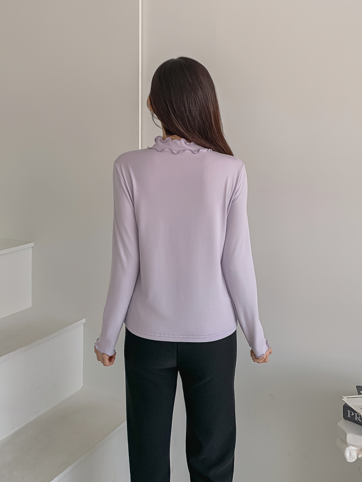 ラウンドネックフリル長袖カラーTシャツ | 詳細画像5